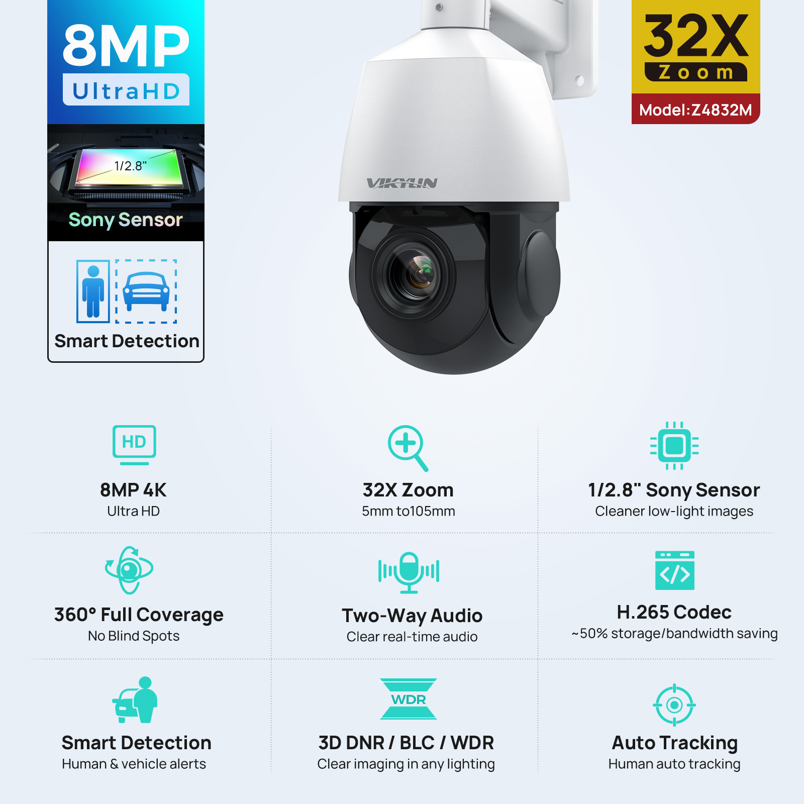 Vikylin 4K 8MP PTZ 32X ズーム 100 - Humidity Dome Kit のレビューと価格