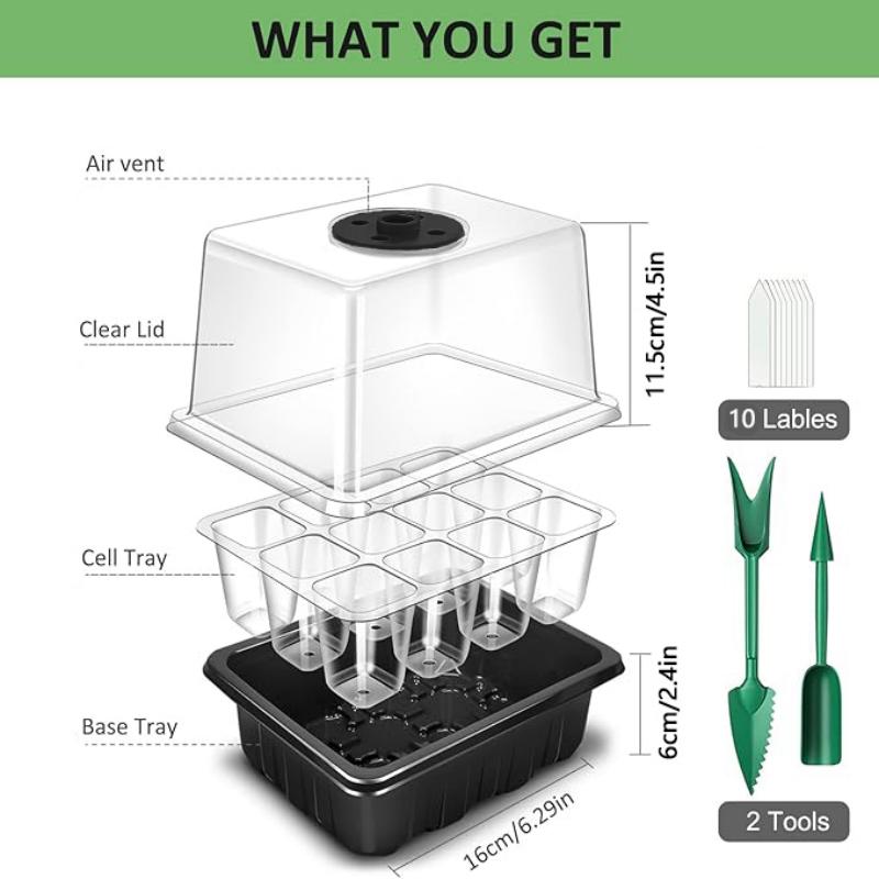 育苗用ライト付きの育苗トレイ、湿度調整可能なドーム、2個入り - Humidity Dome Kit のレビューと価格
